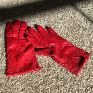 Genuine red leather gloves